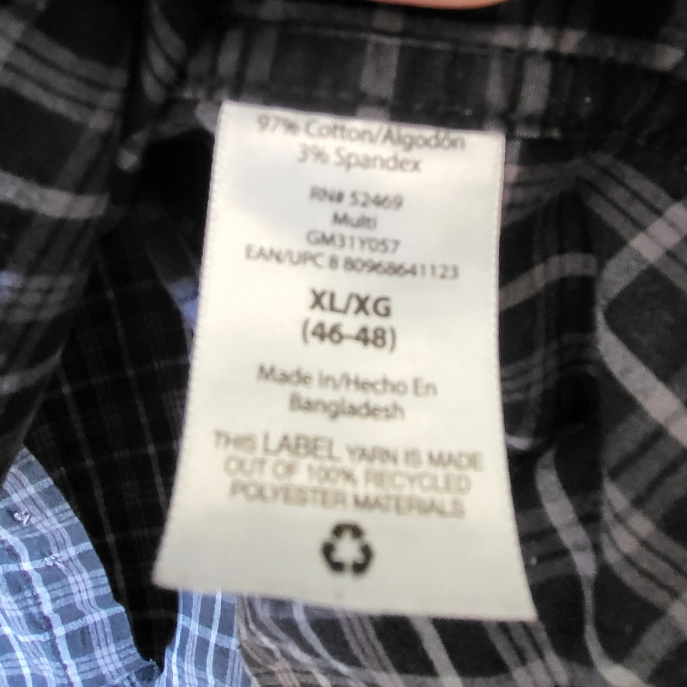 🌿George Classic Fit Men's XL Black & Gray Button Down Shirt - Picture 5 of 8